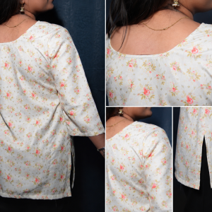 Women's White Floral Printed Straight Kurti